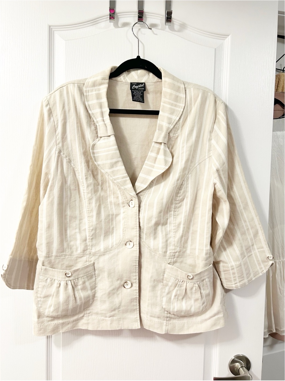Y2K Vintage Modes Crystal Fashions Women’s Blazer jacket Size 20 Cream 90s